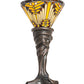 Meyda Lighting Nuevo Mission 15" Mahogany Bronze Mini Table Lamp With Brown & Beige Stained Shade Glass
