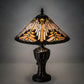 Meyda Lighting Nuevo Mission 17" Mahogany Bronze Table Lamp With Multi-Colored Shade Glass