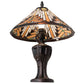 Meyda Lighting Nuevo Mission 17" Mahogany Bronze Table Lamp With Multi-Colored Shade Glass