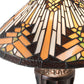 Meyda Lighting Nuevo Mission 17" Mahogany Bronze Table Lamp With Multi-Colored Shade Glass