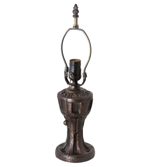 Meyda Lighting Nuevo Mission 17" Mahogany Bronze Table Lamp With Multi-Colored Shade Glass