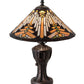 Meyda Lighting Nuevo Mission 17" Mahogany Bronze Table Lamp With Multi-Colored Shade Glass