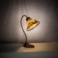 Meyda Lighting Nuevo Mission 18" Mahogany Bronze Desk Table Lamp With Brown & Beige Stained Shade Glass