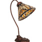 Meyda Lighting Nuevo Mission 18" Mahogany Bronze Desk Table Lamp With Brown & Beige Stained Shade Glass