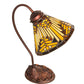 Meyda Lighting Nuevo Mission 18" Mahogany Bronze Desk Table Lamp With Brown & Beige Stained Shade Glass