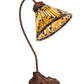 Meyda Lighting Nuevo Mission 18" Mahogany Bronze Desk Table Lamp With Brown & Beige Stained Shade Glass
