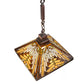 Meyda Lighting Nuevo Mission 20" Mahogany Bronze Pendant Light With Beige Flemish & Honey Amber Granite Shade