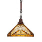 Meyda Lighting Nuevo Mission 20" Mahogany Bronze Pendant Light With Beige Flemish & Honey Amber Granite Shade