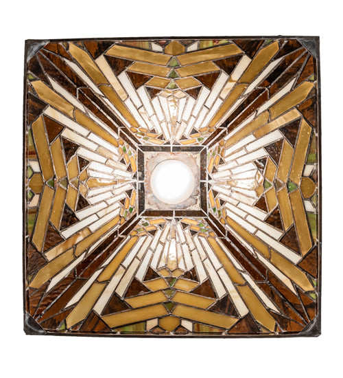 Meyda Lighting Nuevo Mission 20" Mahogany Bronze Pendant Light With Beige Flemish & Honey Amber Granite Shade