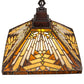 Meyda Lighting Nuevo Mission 20" Mahogany Bronze Pendant Light With Beige Flemish & Honey Amber Granite Shade