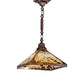 Meyda Lighting Nuevo Mission 20" Mahogany Bronze Pendant Light With Beige Flemish & Honey Amber Granite Shade