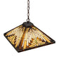 Meyda Lighting Nuevo Mission 24" 3-Light Mahogany Bronze Pendant Light With Multi-Colored Shade Glass