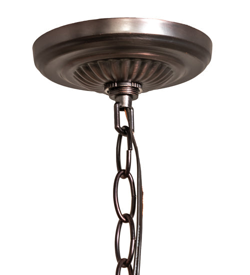 Meyda Lighting Nuevo Mission 24" 3-Light Mahogany Bronze Pendant Light With Multi-Colored Shade Glass