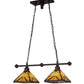 Meyda Lighting Nuevo Mission 32" 2-Light Mahogany Bronze Island Pendant Light With Amber & Brown Shade Glass