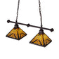 Meyda Lighting Nuevo Mission 32" 2-Light Mahogany Bronze Island Pendant Light With Amber & Brown Shade Glass