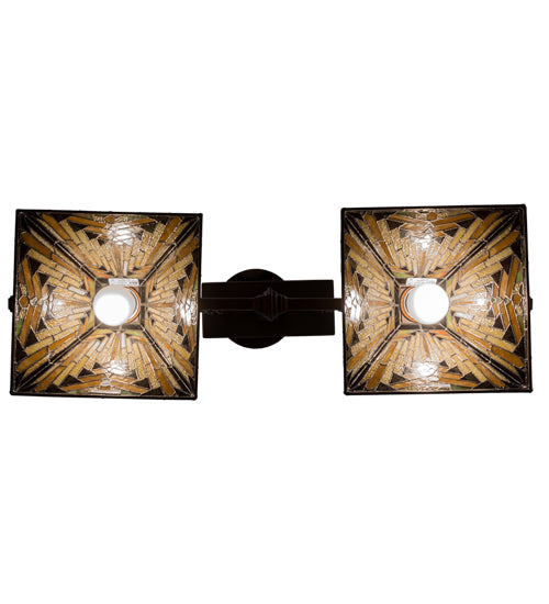 Meyda Lighting Nuevo Mission 32" 2-Light Mahogany Bronze Island Pendant Light With Amber & Brown Shade Glass