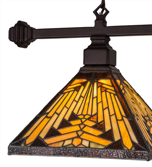 Meyda Lighting Nuevo Mission 32" 2-Light Mahogany Bronze Island Pendant Light With Amber & Brown Shade Glass