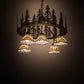 Meyda Lighting Nuevo Mission 34" 5-Light Oil Rubbed Bronze & Green Trees Mission Tall Pines Chandelier With Brown & Amber Shade Glass