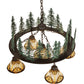 Meyda Lighting Nuevo Mission 34" 5-Light Oil Rubbed Bronze & Green Trees Mission Tall Pines Chandelier With Brown & Amber Shade Glass