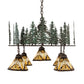 Meyda Lighting Nuevo Mission 34" 5-Light Oil Rubbed Bronze & Green Trees Mission Tall Pines Chandelier With Brown & Amber Shade Glass