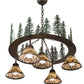 Meyda Lighting Nuevo Mission 34" 5-Light Oil Rubbed Bronze & Green Trees Mission Tall Pines Chandelier With Brown & Amber Shade Glass