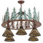 Meyda Lighting Nuevo Mission 34" 5-Light Rust & Green Trees Tall Pines Chandelier With Multi-Colored Shade Glass