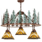 Meyda Lighting Nuevo Mission 34" 5-Light Rust & Green Trees Tall Pines Chandelier With Multi-Colored Shade Glass