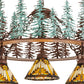 Meyda Lighting Nuevo Mission 34" 5-Light Rust & Green Trees Tall Pines Chandelier With Multi-Colored Shade Glass