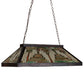 Meyda Lighting Nuevo Mission 39" 3-Light Craftsman Brown Island Pendant Light With Multi-Colored Shade Glass