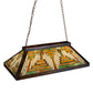 Meyda Lighting Nuevo Mission 39" 3-Light Craftsman Brown Island Pendant Light With Multi-Colored Shade Glass