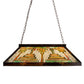 Meyda Lighting Nuevo Mission 39" 3-Light Craftsman Brown Island Pendant Light With Multi-Colored Shade Glass