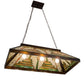 Meyda Lighting Nuevo Mission 39" 3-Light Craftsman Brown Island Pendant Light With Multi-Colored Shade Glass