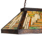 Meyda Lighting Nuevo Mission 39" 3-Light Craftsman Brown Island Pendant Light With Multi-Colored Shade Glass