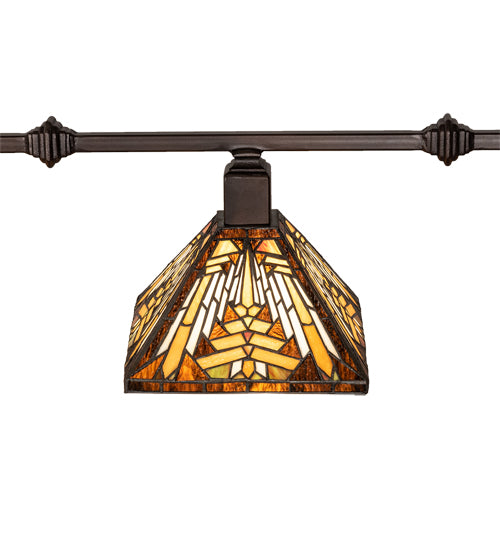 Meyda Lighting Nuevo Mission 48" 3-Light Mahogany Bronze Island Pendant Light With Brown & Beige Stained Shade Glass