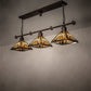 Meyda Lighting Nuevo Mission 48" 3-Light Mahogany Bronze Island Pendant Light With Brown & Beige Stained Shade Glass
