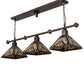 Meyda Lighting Nuevo Mission 48" 3-Light Mahogany Bronze Island Pendant Light With Brown & Beige Stained Shade Glass