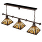 Meyda Lighting Nuevo Mission 48" 3-Light Mahogany Bronze Island Pendant Light With Brown & Beige Stained Shade Glass
