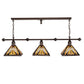 Meyda Lighting Nuevo Mission 48" 3-Light Mahogany Bronze Island Pendant Light With Brown & Beige Stained Shade Glass