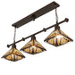 Meyda Lighting Nuevo Mission 48" 3-Light Mahogany Bronze Island Pendant Light With Brown & Beige Stained Shade Glass