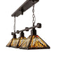 Meyda Lighting Nuevo Mission 48" 3-Light Mahogany Bronze Island Pendant Light With Brown & Beige Stained Shade Glass