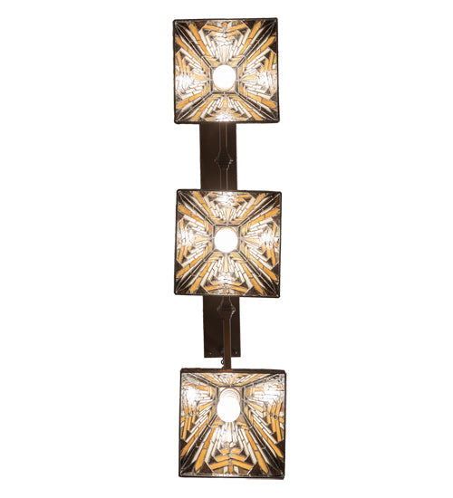Meyda Lighting Nuevo Mission 48" 3-Light Mahogany Bronze Island Pendant Light With Brown & Beige Stained Shade Glass