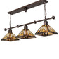 Meyda Lighting Nuevo Mission 48" 3-Light Mahogany Bronze Island Pendant Light With Brown & Beige Stained Shade Glass