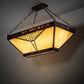 Meyda Lighting Nuevo Mission 48" 9-Light Mahogany Bronze Semi-flush Mount Light With Beige & Brown Shade Glass