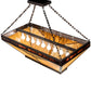 Meyda Lighting Nuevo Mission 48" 9-Light Mahogany Bronze Semi-flush Mount Light With Beige & Brown Shade Glass