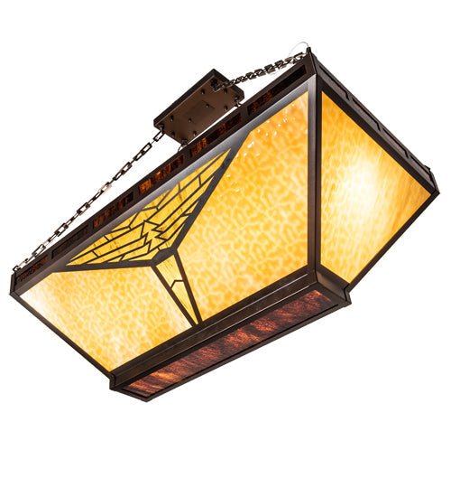Meyda Lighting Nuevo Mission 48" 9-Light Mahogany Bronze Semi-flush Mount Light With Beige & Brown Shade Glass
