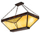 Meyda Lighting Nuevo Mission 48" 9-Light Mahogany Bronze Semi-flush Mount Light With Beige & Brown Shade Glass