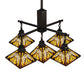 Meyda Lighting Nuevo Mission 51" 5-Light Craftsman Brown Chandelier With Yellow & Brown Stained Shade Glass