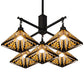 Meyda Lighting Nuevo Mission 51" 5-Light Craftsman Brown Chandelier With Yellow & Brown Stained Shade Glass