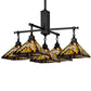 Meyda Lighting Nuevo Mission 51" 5-Light Craftsman Brown Chandelier With Yellow & Brown Stained Shade Glass
