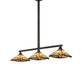Meyda Lighting Nuevo Mission 63" 3-Light Craftsman Brown Island Pendant Light With Brown & Beige Shade Glass